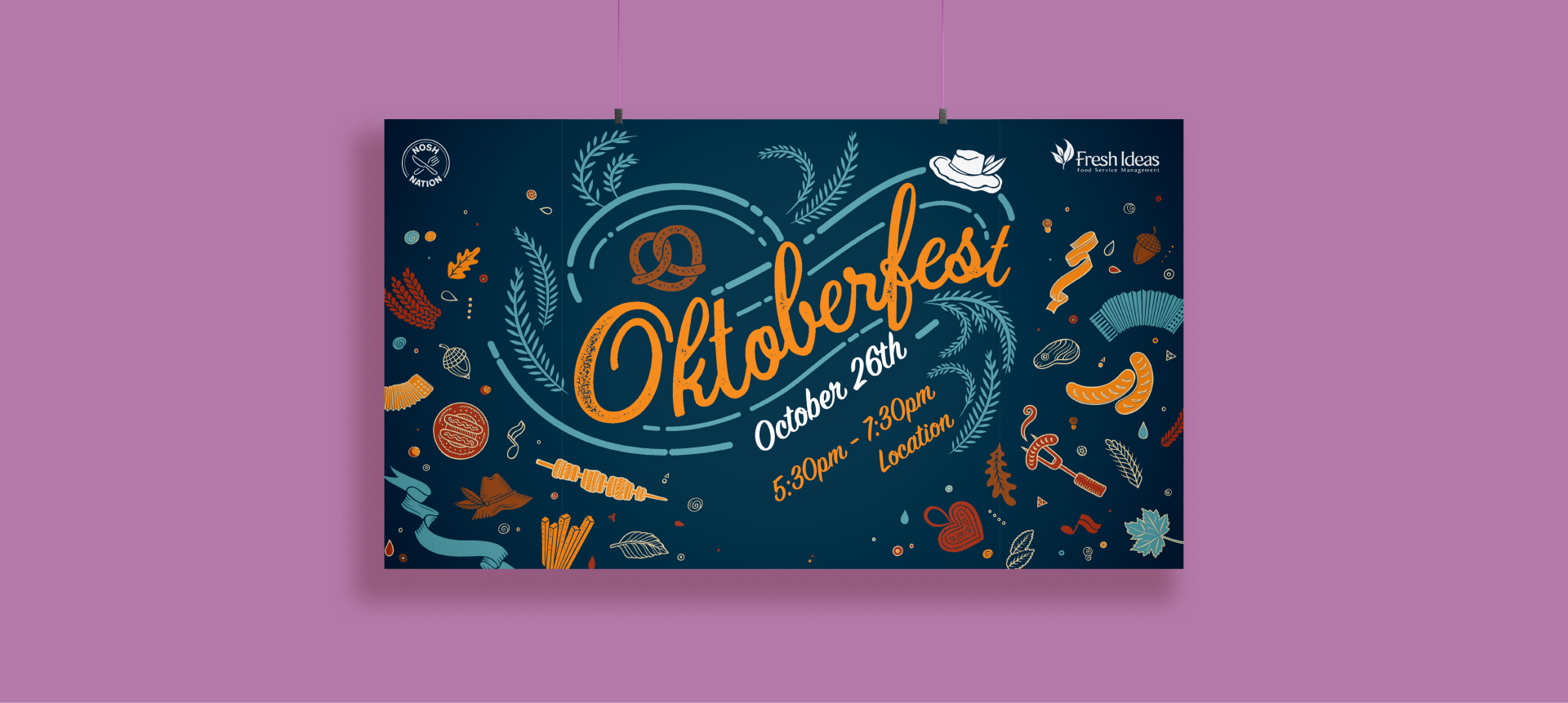 A horizontal poster advertising an Oktoberfest event.