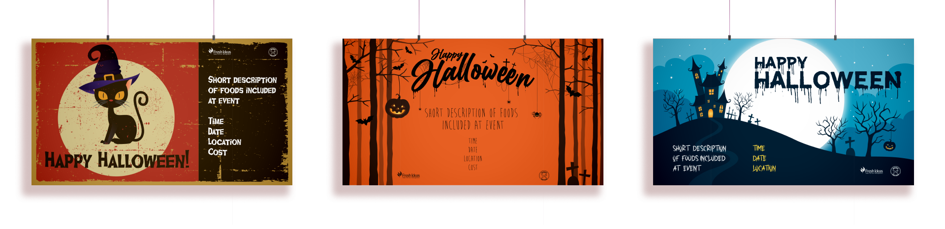 3 horizontal halloween event posters