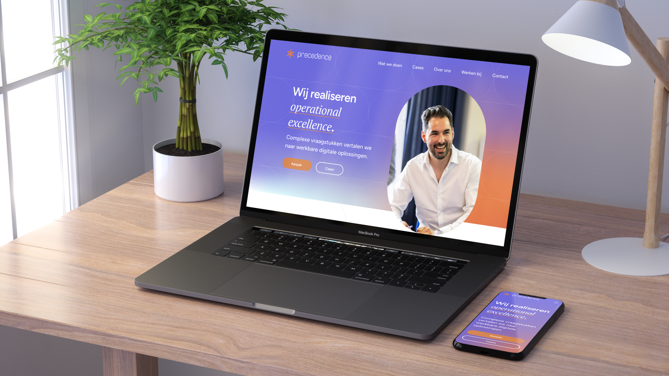 Precedence home pagina in een computer weergegeven